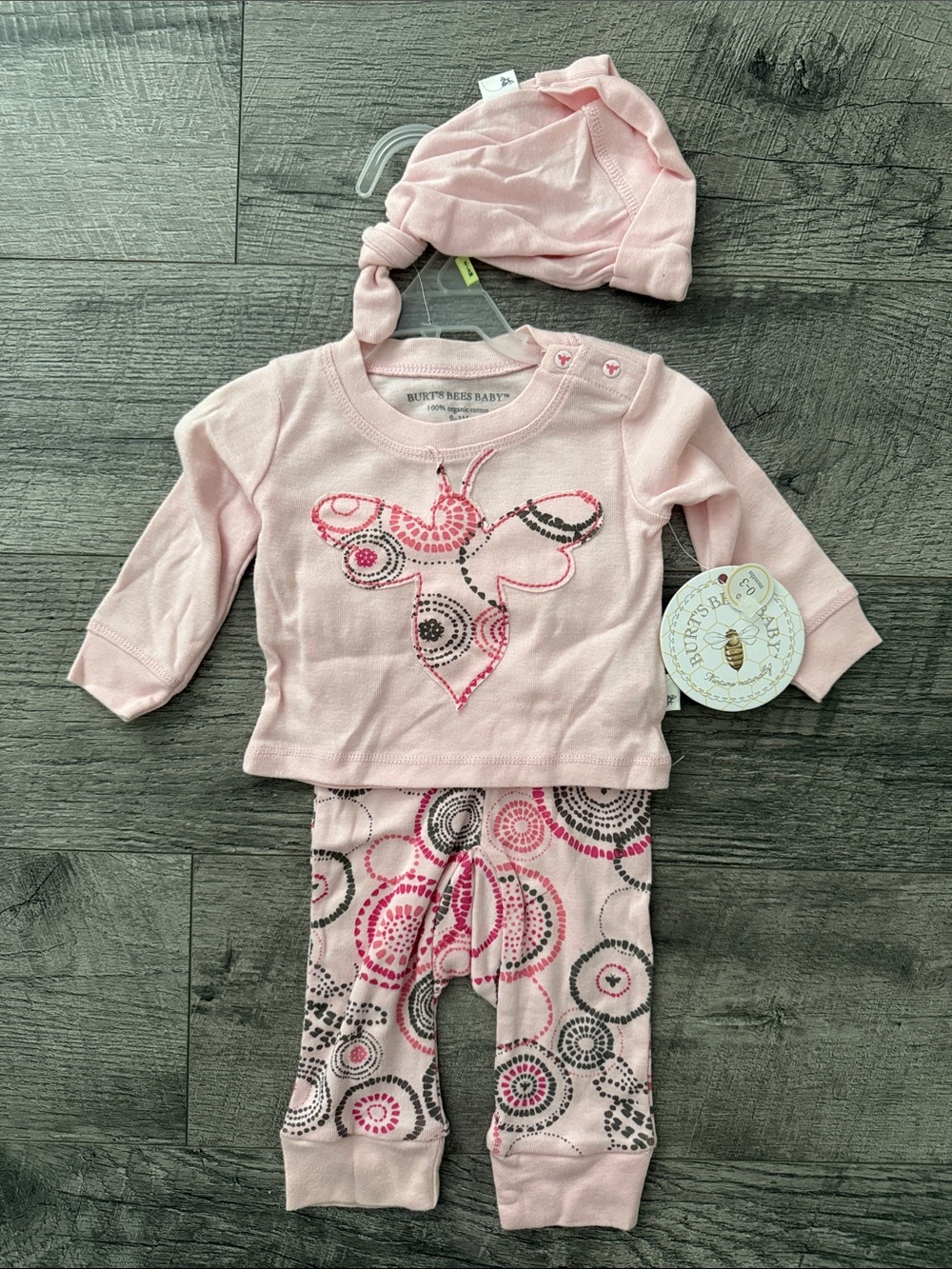 Burt's Bees Baby Light Pink baby girl Organic Cotton 3-Piece Set 0-3 m NWT